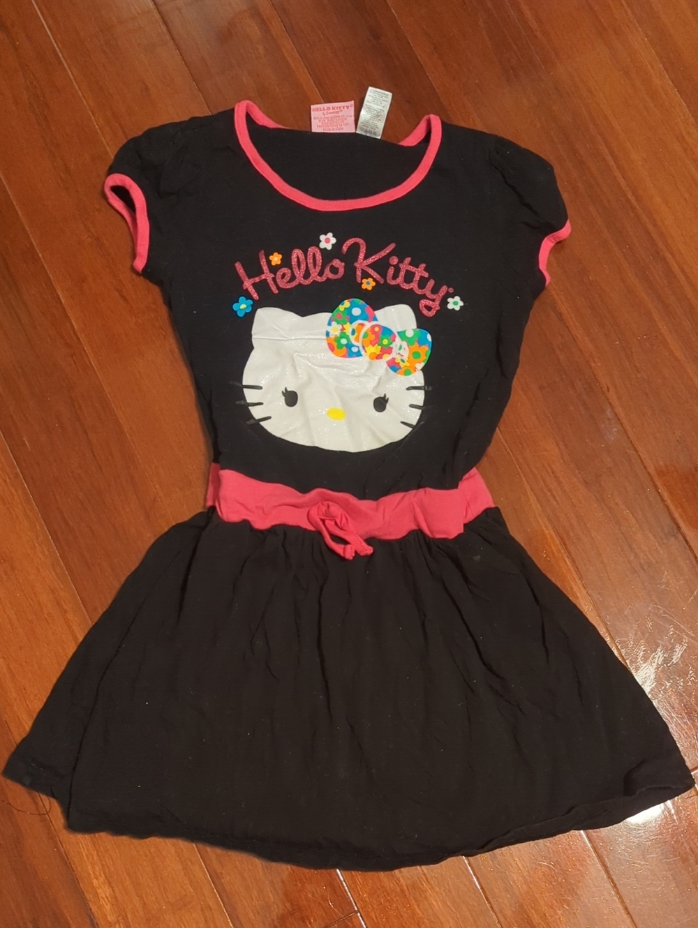 Hello Kitty Black Dress with Pink Trim and Colorful Bow